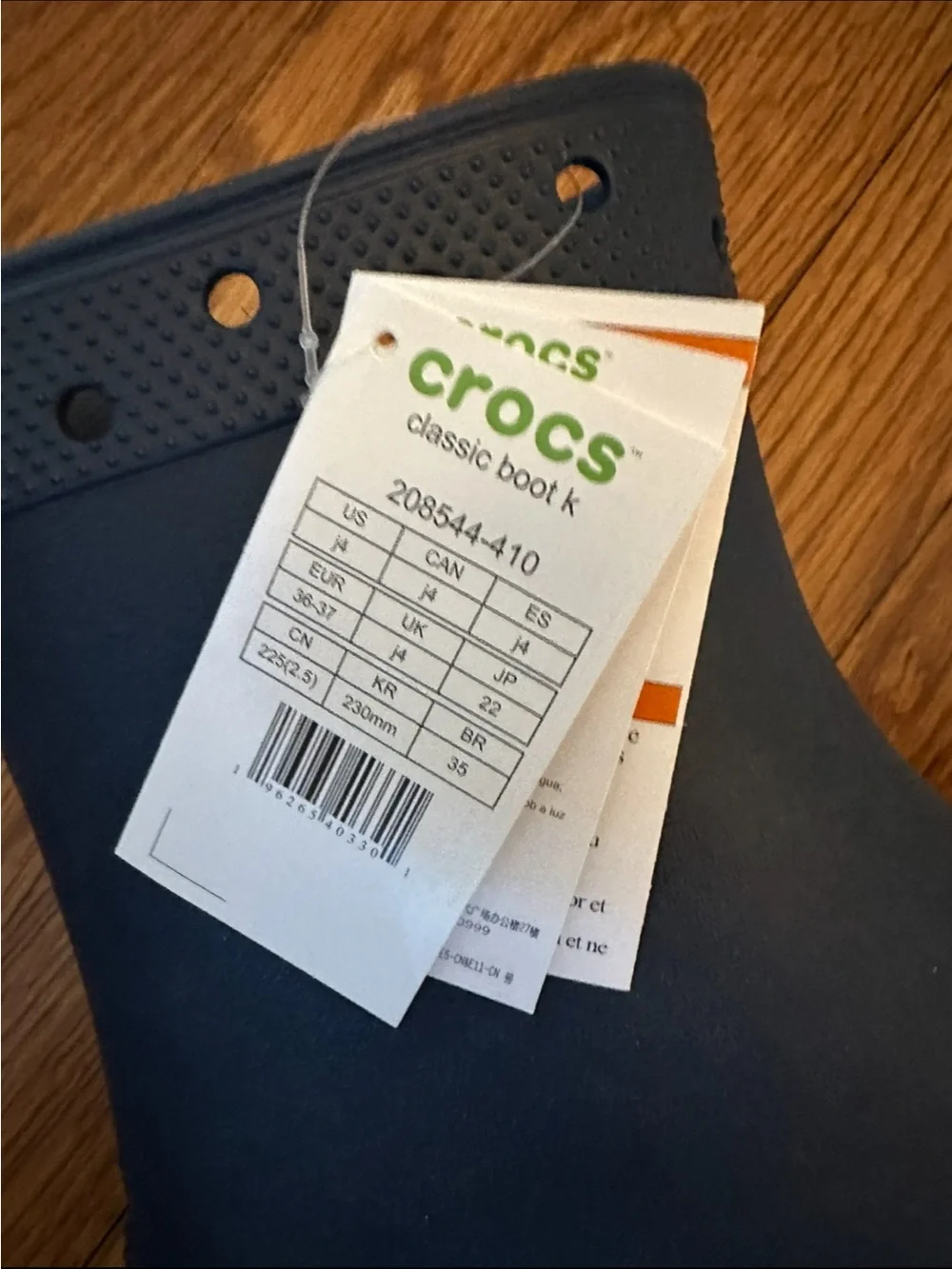 Crocs Classic Rain Boots Navy Kids J4 Youth 4 NEW